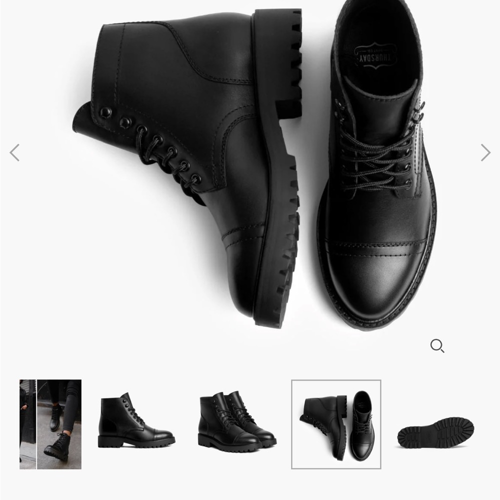 Thursday Boot Company Black Leather Women's Combat Boots